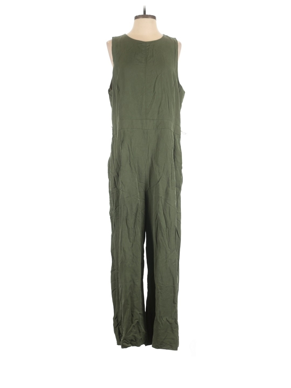 Banana Republic Olive Green Sleeveless Wide-Leg Jumpsuit